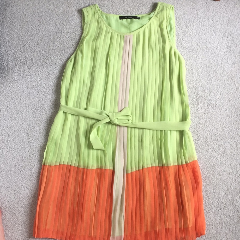 Lime green, orange, & tan dress